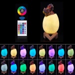 3D 인쇄 LED 야간 조명 16 색 터치 센서 야간 램프 공룡 계란 충전식 침대 옆 램프 USB 테이블 램프 : 웅스 샵
