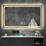 화장실 LED거울 인테리어 미러 엔틱 호텔 앤틱 터치형 욕실 화장대 2 베이스 화이트라이트리스위치+방폭 벽면스위 40x60cm : 서동이마켓