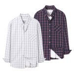 남자 셔츠 남성 링클프리 스판 옥스포드 린넨 체크 긴팔 오버핏 빅사이즈 남방 : 화이트빌딩