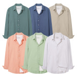 남자 셔츠 남성 링클프리 스판 옥스포드 린넨 체크 긴팔 오버핏 빅사이즈 남방 : 화이트빌딩