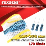50pcs 1W 금속 필름 저항기, 1 0 1R ~ 1M 2 2R 4 7R 10R 22R 47R 100R 220R 470R 1K 10K 100K 7 10 22 47 100 220 : 글로리40