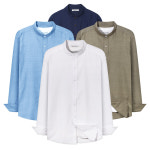 남자 셔츠 남성 링클프리 스판 옥스포드 린넨 체크 긴팔 오버핏 빅사이즈 남방 : 화이트빌딩