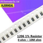 5000PCS 1206 저항 SMD 정확도 1 0 ohm ~ 10M 1K 2 2K 10K 100K 1R 10R 100R 150R 220R 330R 1 10 100 150 220 : 글로리38