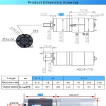 유성 기어 DC 감속 모터 고토크 90KG 조정 한 저속 7-1351RPM PWM 42GP-775 12V : 한라산인터네셔널14