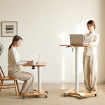 스탠딩테이블 미니 키높이 모던 비접이식 테이블 홈인테리어 커피 데스크 나무색 데스크탑 원목색 : 해외직구판다