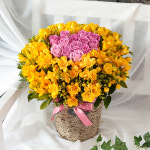 수줍은봄 당일배송 후리지아 프리지아 꽃바구니 생일 기념일 여자친구 꽃선물 꽃배달 : 라임플라워