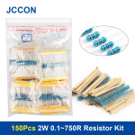 150Pcs 2W 0 1 ~ 750R 금속 필름 저항기 모듬 키트 30 값 x 5Pcs = 샘플 컬러 링 저항 1R 2R : 글로리41