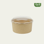 다온킹(소량) 크라프트 KR-1532 원형 종이용기S 1000ml PET 뚜껑 용기세트 50개 : 다온킹