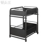 주방수납함 정리함 트레이 정리대 틈새 선반 거치대 투명 싱크대선반 원형파이프-왜소형풀업선반(블랙스몰사이즈) : 바다이음스토어