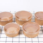 다온킹(소량) 크라프트 KR-1532 원형 종이용기S 1000ml PET 뚜껑 용기세트 50개 : 다온킹