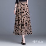 티류으스 여성 쉬폰 스커트 치마 미디 하이웨스트 A라인 밴딩 여름 : 리브드플랜
