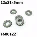 10Pcs F6801ZZ 12x21x5mm 플랜지 베어링 깊은 홈 볼 베어링  F6801 : 십구플렉스