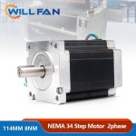 Will 선풍기 2 상 스텝 모터, 1325 레이저 절단기용, 1.8 각도 토크, 8.5NM 샤프트, 직경 14mm, 86BHH114 Nema, 34 길이 : 웅스글로벌