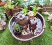 옹기 주전자 분수와 장미 수반 (소) 미니 분수대 물소리 힐링 감성 인테리어 홈가드닝 : 꼬모가든