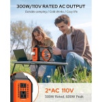 휴대용 발전소 뱅크 300W 600W 110V 팩 포함 야외 웨이브 220WH 피크 캠핑 등급 60000MAH 태양광 비상용 퓨어 AC 2개 배터리 파워 콘센트... 