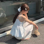 뷔스티에 셔링 플레어 끈나시 블라우스 리본 헤어밴드 세트 : 예뿌