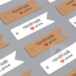 복순디자인 Handmade 종이라벨 택 10P 크라프트지 상품포장 선물포장 : 복순이추천샵