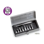 톤 (TONE) 헥사곤 소켓 렌치 세트 H2072 삽입각 6.35mm(14) 실버 내용 9점 : acony