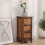 솔리드우드 30cm 갭 수납장 홈 디스플레이 캐비닛 초협탁 거실 갭 수납장 레트로 베이킹 3단 서랍 30x30x63cm : 소에몰