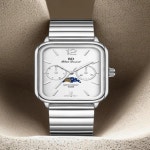 스퀘어 문페이즈 쿼츠 커플 시계, M305 스틸 벨트, 남녀공용 같은 스타일 시계 : 더베이온트레디아