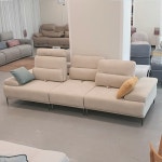 스코나 레아모 타이보 아쿠아텍스 패브릭 스윙 소파 스툴미포함, 연그레이, 4인용 : 스코나