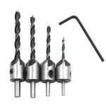 3 포인트 목공 카운터보어 드릴 리밍 나사 모따기 드릴비트 홀 오프너 도구 세트 6mm 4 4pc drill bit set Round handle : 크로스상사