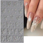 5D 글리터 네일 스티커 레이저 간단한 꽃 나비 러브 하트 스트라이프 레이스 슬라이더 홀로그램 장식 BE5D : 30난쟁이