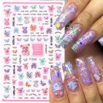 귀여운 테디 베어 디자인 네일 아트 스티커 다채로운 그라데이션 러블리 동물 호일 데칼 매니큐어 슬라이더 장식 FBF266 : 30난쟁이