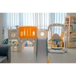 가정용 정글짐 슬라이딩 놀이터 키즈 미끄럼틀 어린이집 그네 1.  회색흰색 슬라이드 스윙 + 프레임 : 글로벌포워더