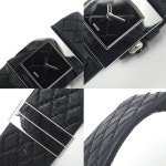 샤넬 CHANEL 마틀라세 마드모아젤 H0116 레더 퀼팅 벨트 쿼츠 손목 시계 블랙 : 고호비 Gohobi