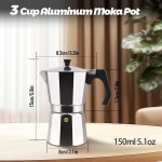 알루미늄 모카 포트 클래식 스토브탑 에스프레소 커피 메이커 150ml 5온스 퍼콜레이터 익스프레스 이탈리아 및 쿠바 카페 브루잉 실버 선호... 