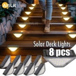 AlliLit LED 단계 램프 계단 조명 야외 방수 태양 광 발전 장식 정원 갑판 경로 울타리 1 ~ 8pcs : 하이미린
