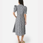 가니 프린티드 코튼 포플린 브이넥 미디 드레스 이그리트 여성용 F8857 : 유신사