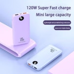 200000 mAh 120W 대용량 충전 보물 고속 디스플레이 디지털 얇은 최신 모델 여행 모바일 전원 : 블루ON
