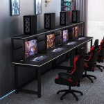 2인용 데스크 테이블 PC방 게임 데스크탑 게이밍 (더블 시트+메인 프레임)180x60x74 : 살라몬드