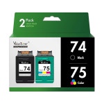 HP 74 75 잉크 카트리지 콤보 팩 CC659FN CB335WN, OfficeJet J5700 J6400 포토스마트 C4200 C4300 C4500 C5500 D5300 2팩용 : 구름상점1