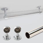 고급 옷장봉 19파이 900mm + 단구2 옷걸이봉 주방 싱크대 걸이 수납장 행거봉 천장 벽면 걸이 : 킹철물