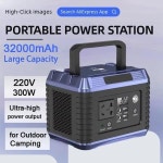 휴대용 삼원 리튬 충전 스테이션, 야외 에너지 저장 전원 공급 장치, 캠핑 RV 다기능 USB, 300W, 32000mAh, 220V : 블루ON