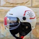 자토바이 헬멧 전기자전거 전동킥보드 반모 화이트-투명렌즈 경량 배달 하이바 어반 킥보드 : 케이씨앤코