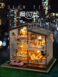 집 모형 목재 DIY 건물 만들기 미니어처 빌라 나무 5 모델 조립 1 슬로우타임+공구풀+뮤직+커플인형 : 행복한 하루ST