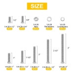 200 너트 및 볼트 1/4-20X1/2 인치 3/4 1 1-1/2 3 탄소강 육각 모음 키트 : 구매유통448