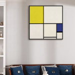 몬드리안 - 노랑, 파랑의 구성 356x356mm, 모던프레임 캔버스액자 : 더벨라-홈갤러리