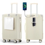 TIYFIY 20인치 캐리어에 360 스피너 휠 항공사 승인 TSA 잠금 수하물 케이스, 컵 홀더 USB 포트 여행용 여행 가방, 경량 PC 소재(화이트)... 