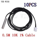 10pcs 0.5M NTC 서미스터 온도 센서 방수 프로브 와이어 10K 1% 3950 W1209 W1401 케이블 NTC 서미스터 센서 : 이십오플렉스