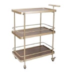 레스토랑 서빙 카트 사각 웨건 서빙카 테이블 69x38x90cm 2단 럭셔리 식당 이동식 골드 콤비 하이라이터 패널 : 민루미