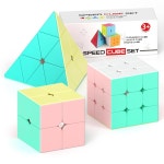 VDALEEN 스피드 큐브 세트 2X2X2 3X3 피라미드 매직 퍼즐 장난감 생일 파티 크리스마스 스타킹 스터퍼 선물 (마카롱 스티커 미포함)... 