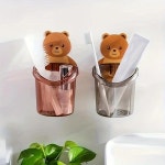 2pcs 귀여운 곰 패턴 벽 마운트 칫솔 스토리지 랙 욕실 다기능 칫솔 컨테이너 욕실 액세서리 : 마이컴포트홈