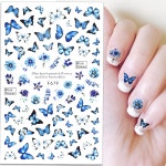 다채로운 파란색 보라색 나비 꽃 잎 네일 스티커 DIY Y2K Style 아트 데칼 장식 1 : 29난쟁이