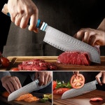 kyushublade 175mm, 67 + 산토쿠 식칼 다마스쿠스 식칼 칼날 주방용 다목적 요리사 나이프, 양날 칼 요리 : 와쿠와쿠팔레트