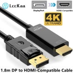 4K 2K DisplayPort HDMI 호환 어댑터 1080P DP 변환기 데스크탑 노트북 PC TV 모니터 프로젝터용 8m 케이블 DP to HDMI 1.8m : 인더락